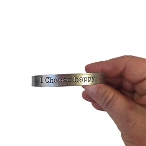 Plunder Design Bangle Bracelet Womens OS Silver I Choose Happy Inspirational
